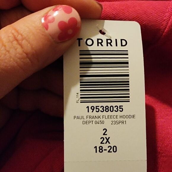 2X 18W 20W Torrid Pink Paul Frank Fleece Hoodie 2000s Monkey Pop Culture Plussiz - Picture 7 of 8